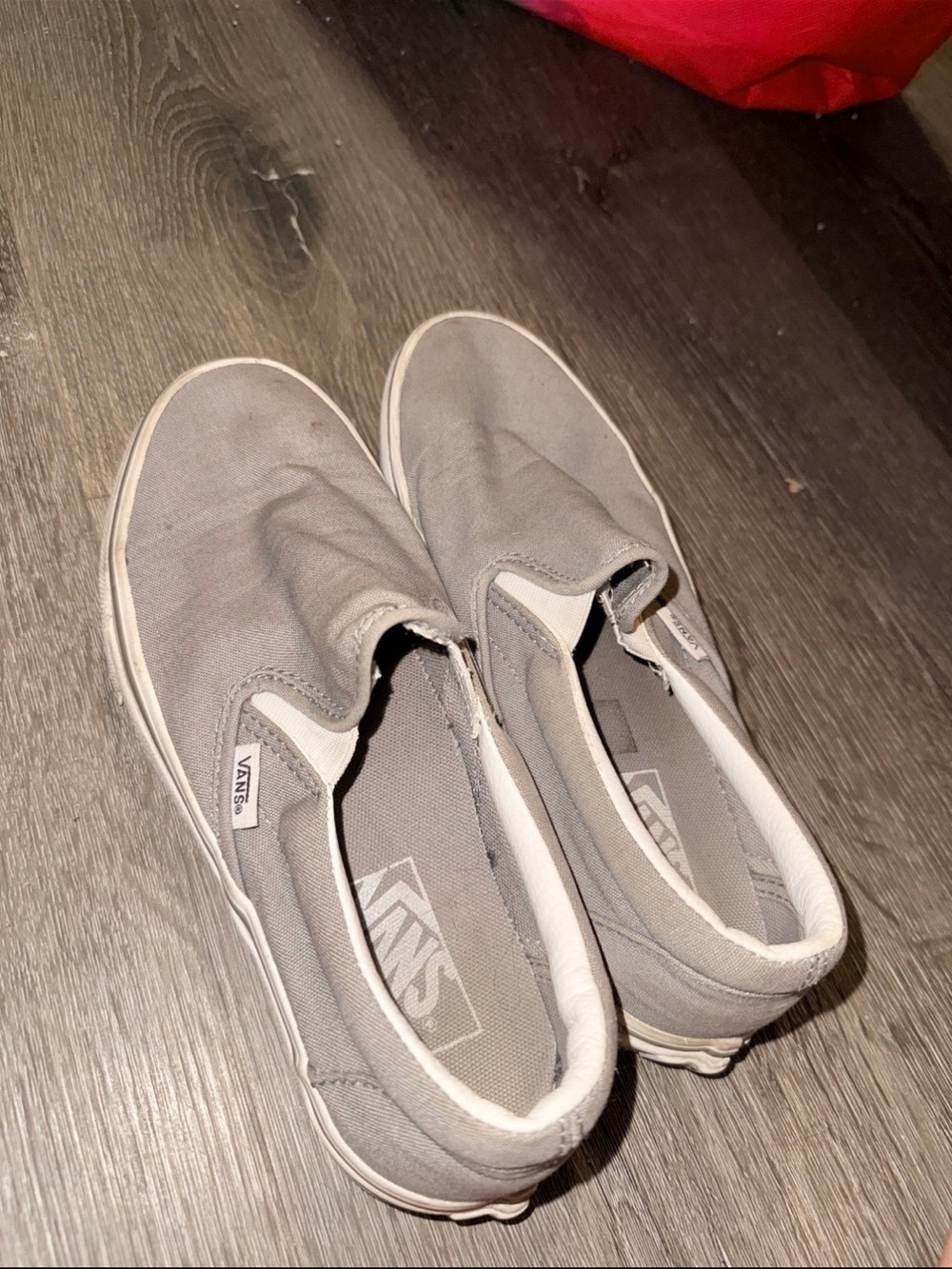 Vans Kids Slip-On Canvas Sneakers in Gray and White